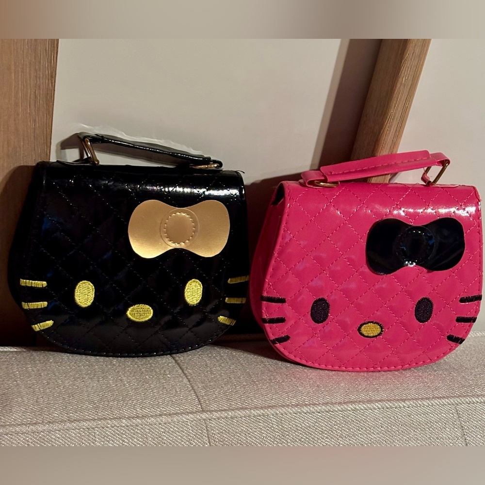 🖤💗 Hello Kitty Quilted Mini Handbags – Black & Pink – Set of 2 💗🖤